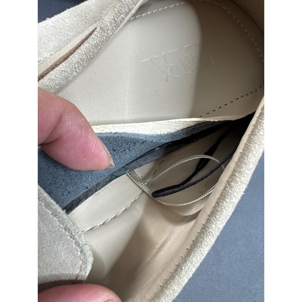Zara Mens Suede Driving Loafers Sand Beige Leather Tie Slip On Shoes 42 - Picture 10 of 15